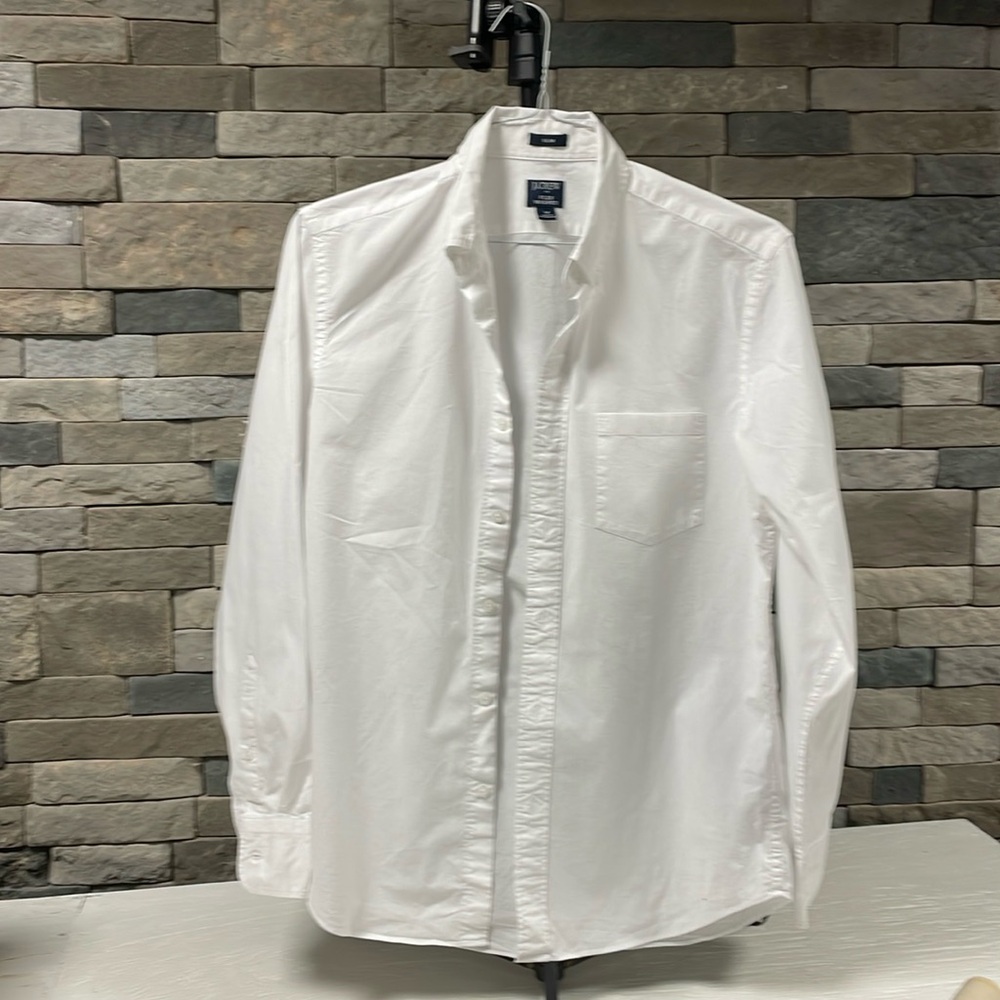 J.crew men’s size medium flex washed white button down shirt slim